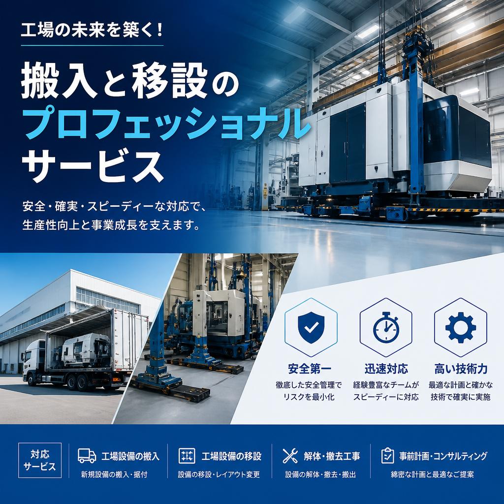 工場の未来を築く！搬入と移設のプロフェッショナルサービス