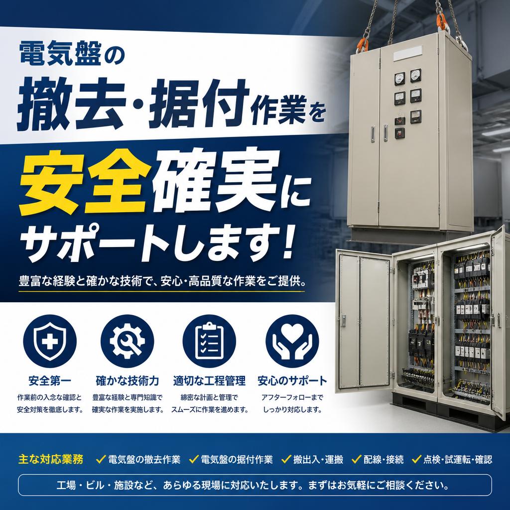 電気盤の撤去・据付作業を安全確実にサポートします！