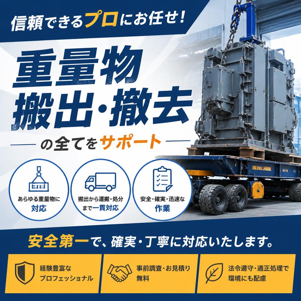 信頼できるプロにお任せ！重量物搬出・撤去の全てをサポート